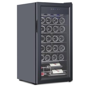 tropow 28 bottle compressor wine cooler, freestanding beverage refrigerator with digital temperature control & double-layer glass door for red white wine, champagne, advanced cooling technology