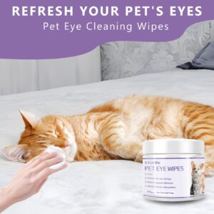 VVWVVW Veterinarian-Recommended cat Wipes and Dog Wipes Prevent Tear Stains, Remove Dirt and scabs, Prevent Infection, Reduce Irritation and itching, and are Easy and Safe to use -100 Tablets