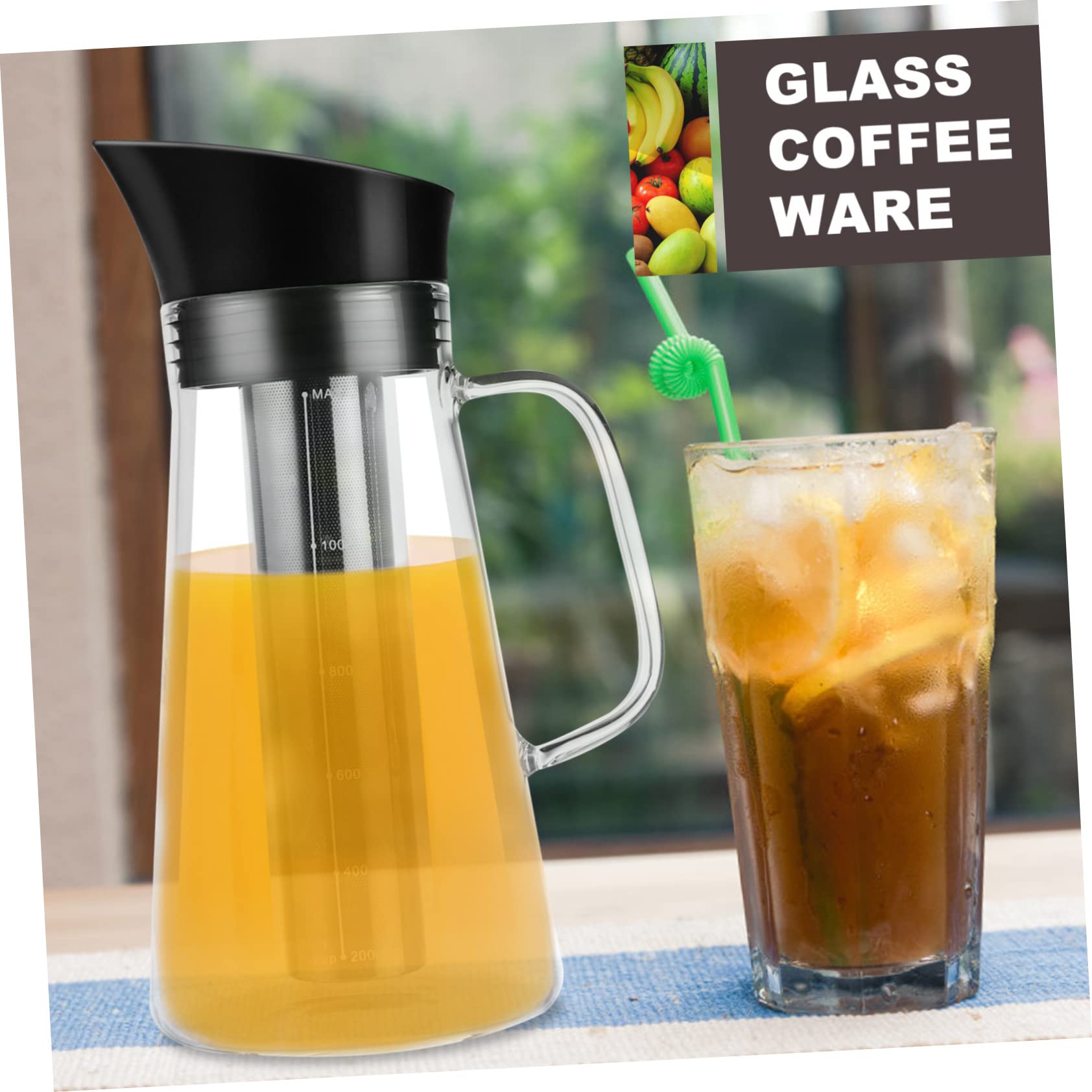 CONGARTENO 1pc Filter Jug Espresso Coffee Machine Clear Kettle Water Jug Iced Tea Pitcher Water Carafe with Lid Pitcher with Lid Espresso Machine Multi-functional Glass Pot Stainless Steel