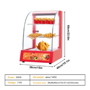 Food Warmer Display, 500w Commercial Food Warmer Display Pizza Warmer, 3-Tier Electric Countertop Food Warmer Stainless Steel Charcuterie Hot Warming Display, for Pizza, Pastries, Pies, Bread