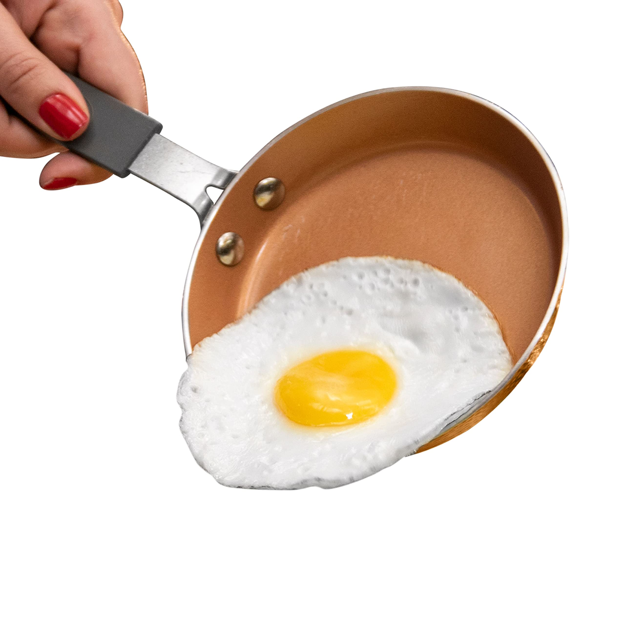 SWENAT Double Sided Frying Pan Nonstick The Perfect Pancake Maker – Nonstick Copper Easy to Flip Pan & Hammered Egg Pan 5.5 Inch Small Pan, Egg Frying Pan