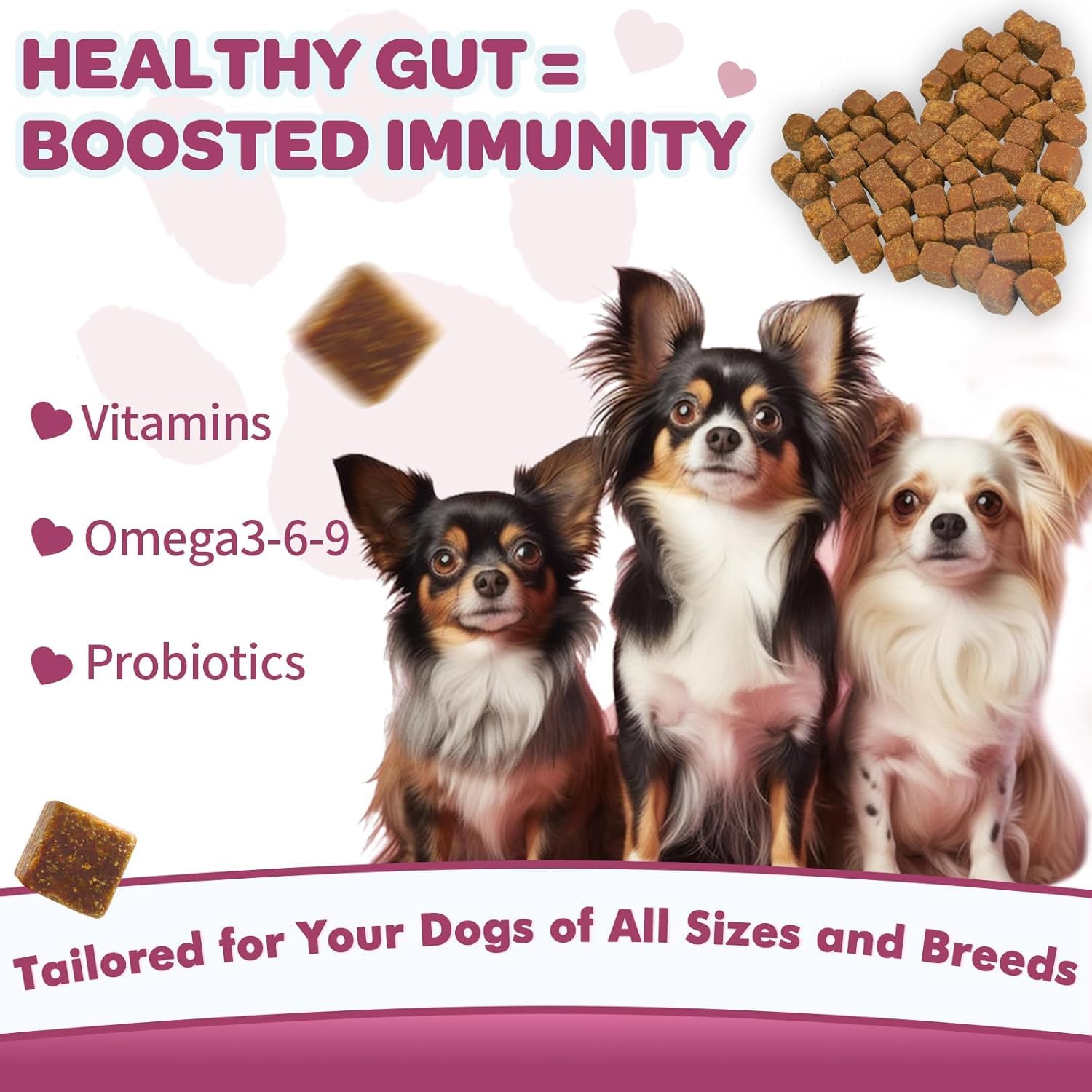 Probiotics for Dogs - Dog Probiotics and Digestive Enzymes for Digestive Health - Plus Fish Oil & Vitamins Supplement for Allergies & Immune & Itchy Skin, 106 Chicken Flavor Probiotic Soft Chews