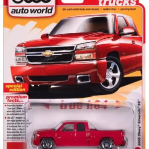 2006 Chevy Silverado SS Extended Cab Truck Red 1/64 Diecast Model Car by Autoworld AWSP163-B