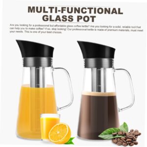 CONGARTENO 1pc Filter Jug Espresso Coffee Machine Clear Kettle Water Jug Iced Tea Pitcher Water Carafe with Lid Pitcher with Lid Espresso Machine Multi-functional Glass Pot Stainless Steel