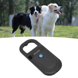 Pet Microchip Scanner, Rechargeable EMID Micro Chip Reader Scanner Pet Chip ID Scanner for Animal Pets Pigs Dogs Cats, Dual Frequency Reading USB Microchip Tag Reader (Black)