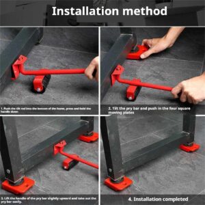 Furniture Lift Mover Tool Set,Furniture Lift Mover Tool Set, Heavy Duty Furniture Lifter Tool with Wheels, Furniture Movers Slides Kit, Moving Rollers for Heavy Furniture, for Hardwood Floors (red)