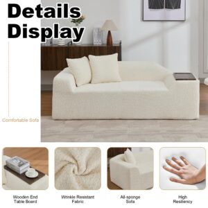 2 Piece Modern Sponge Floor 85" 3 Seater and 73" Loveseat Sofa Set, Upholstered Boucle Cloud Sofa Set with 2 MDF end Table for Living Room,No Assembly Hassles (Beige)