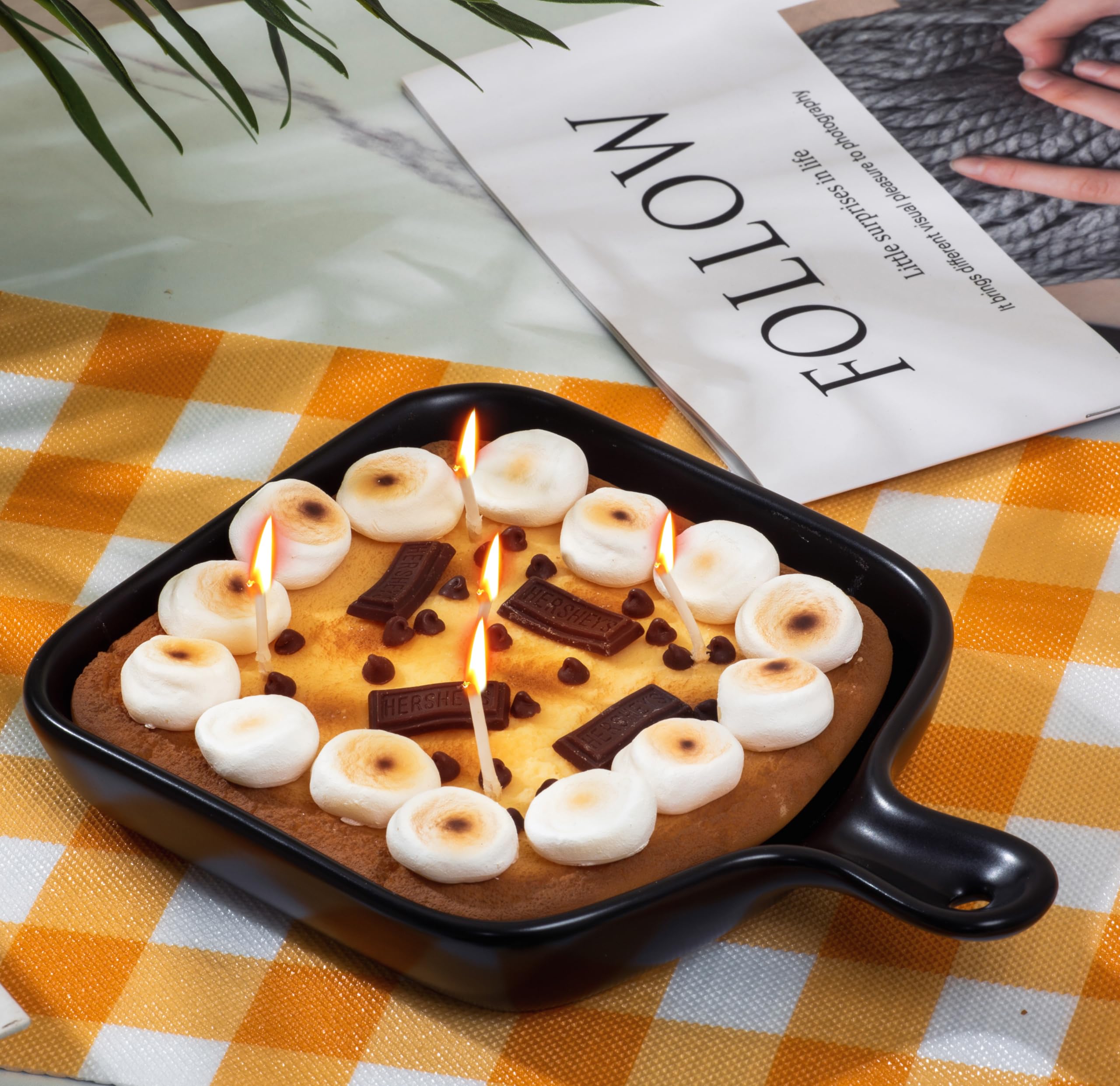 Mesiiloly Food-Shaped Candles - Skillet Cookie Candle with Chocolate & Marshmallows, 5-Wick Large Scented Candle for Home, Unique Birthday & Christmas Gifts for Women