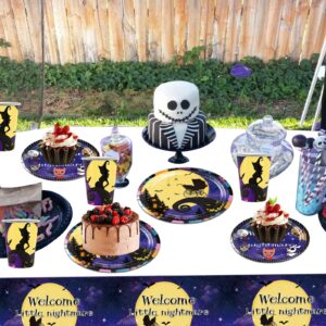 Halloween Welcome Little Nightmare Baby Shower Decorations,Little Nightmare Tableware Include Plates,Cups and Tablecloth for Baby Shower Party Decorations(Serve 16)