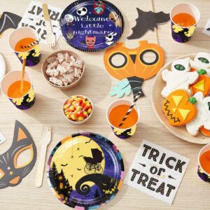 Halloween Welcome Little Nightmare Baby Shower Decorations,Little Nightmare Tableware Include Plates,Cups and Tablecloth for Baby Shower Party Decorations(Serve 16)