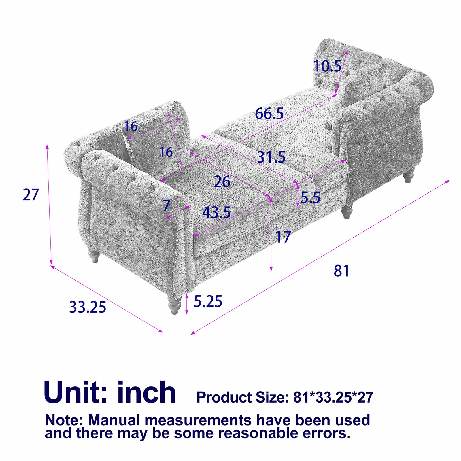 Loveseat Sofa,81"W Chenille Small Couch,Upholstered Face-to-face Comfy Sofa w Button Tufted & Nailhead Trim,Mid Century Modern Couch,Lounge Sofa w Scroll Arms&Gourd legs for Living Room,Office(Beige)