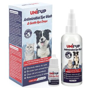 UNIPUP Dog Eye Wash & Eye Drops and Dog Eye Wipes Kit