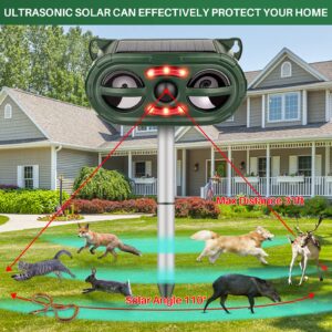 Ultrasonic Animal Repeller,Solar Pest Animal Repellent Outdoor,Squirrel Repellent,Animal Deter Devices Outdoor,Effective Cat Repellent Outdoor with Motion Sensor & Flashing Light for Yard Garden