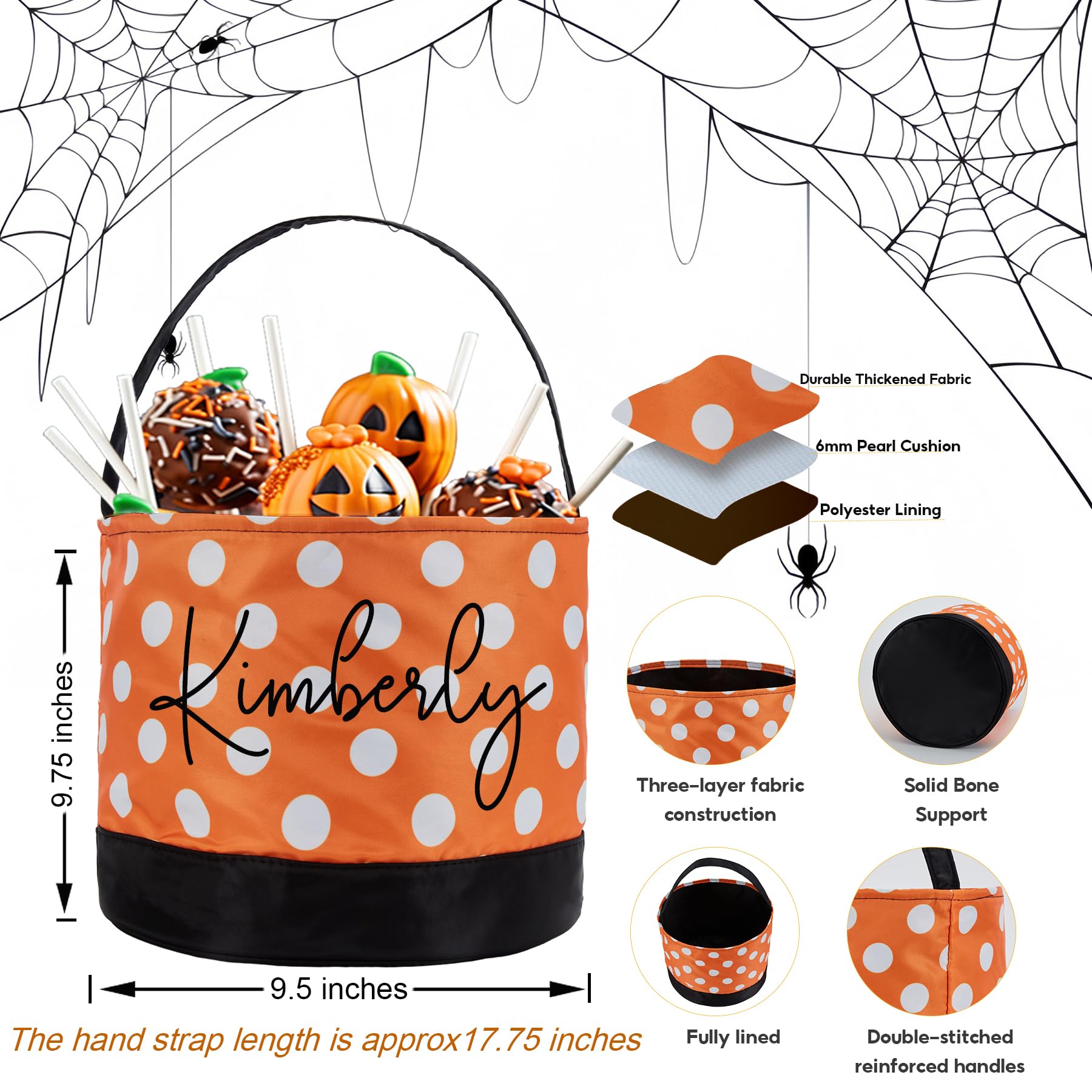 Fasinheaco Personalized Halloween Basket - Monogrammed with Name,Trick or Treat Bucket,Custom Halloween Gifts Basket,Candy Bag for Halloween Party Favor