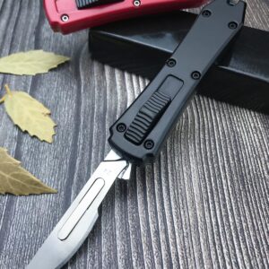 Utility Knife with Clip, Retractable Box Cutter, Small Scalpel, 10 Carbon Steel Blades, Aluminum Case (black)