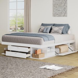 Merax Wood Captain's Platform Storage Bed with Drawers,Classic Bed Frame No Box Spring Needed Full, White