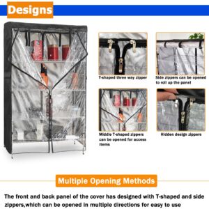 Dalema Waterproof Shelf Cover,600D Heavy Duty Dustproof Storage Wire Rack Covers,Outdoor Shelving Covers for Wire Shelves with Zipper 24''x14''x72'',Clear Front.