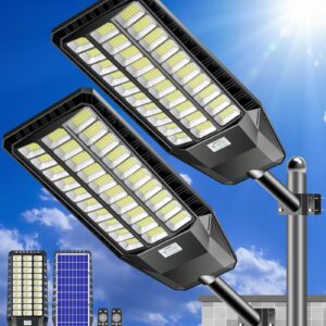 CEDIO Solar Street Lights Outdoor - Solar Parking Lot Lights and 16FT Street Light Pole, Solar Street Light with Pole