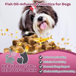 Probiotics for Dogs - Dog Probiotics and Digestive Enzymes for Digestive Health - Plus Fish Oil & Vitamins Supplement for Allergies & Immune & Itchy Skin, 106 Chicken Flavor Probiotic Soft Chews