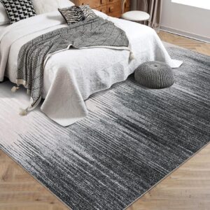 8 * 10ft Modern Abstract Area Rug, Soft Non-Slip Low Pile Machine Washable Indoor Rug for Entryway, Living Room, and Bedroom, Grey