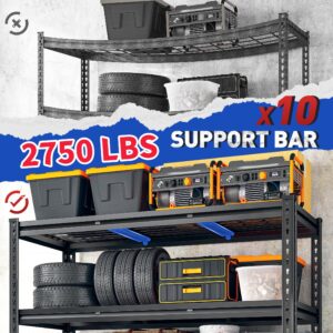 REIBII 48" W Garage Shelving 2750LBS Heavy Duty Garage Storage 5 Tier Adjustable Metal Storage Shelves Industrial Shelving Unit for Basement,Warehouse, Workshop,Black