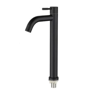 stainless steel quick opening heightened single cold kitchen sink faucet bathroom above counter basin faucet(blackb)