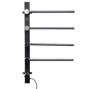 heated towel bar | 4-bar electric towel warmer racks wall mounted | stainless steel temperature adjustable waterproof drying rack with built-in timer for kitchen, bathroom