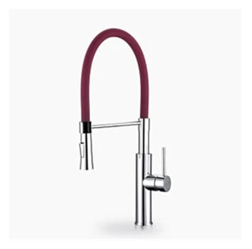 Colored Kitchen faucets White faucets Pull Down Hydraulic Kitchen faucets Mixer taps(Silvery)