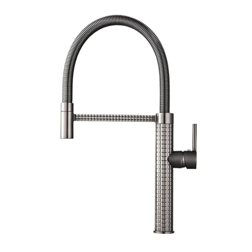 Luxury Kitchen Brass Faucet Swivel Pull-Down Spring hot and Cold Water Mixing Faucet Accessories(Dark Gray)