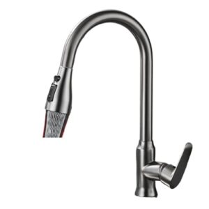 kitchen faucet single hole pull out spout kitchen sink mixer faucet spray head chrome/black mixer faucet(gray)