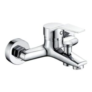 Zinc Alloy Basin Faucet Chrome Plated Wall Mounted Hot and Cold Water Double Spout Mixer Faucet Suitable for Bathroom Diverter Bathtub Shower Tray