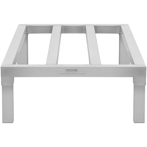 VEVOR Aluminum Dunnage Rack, 36” x 20” Commercial Food Floor Rack, 8” Off The Floor, 1800 lbs Capacity All-Welded Aluminum Storage Rack, for Storage in Restaurants, Kitchens, Garages and Vehicles