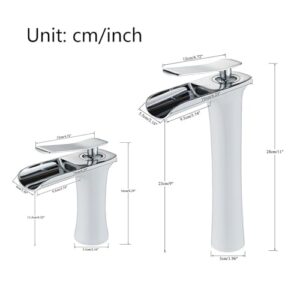 Chrome Bathroom Basin Faucet Countertop Mounted Waterfall Spout for Sink Hot and Cold Water Faucet Crane for Bathtub(Antique Brass Tall)