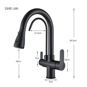 Black Touch Sensor Kitchen Sink Hot and Cold Mixer Pure Faucet Deck Mount Pull-Out Double Handle(Black Gold)