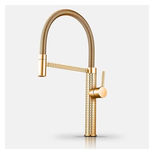 Luxury Kitchen Brass Faucet Swivel Pull-Down Spring hot and Cold Water Mixing Faucet Accessories(Dark Gray)