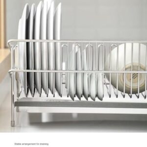 Dish Drying Rack 304 Stainless Steel Dish Rack with Drainboard Drainage, Utensil Holder for Various Kitchenware,Comes with chopstick holder Multifunctional Dish Rack for Kitchen Counter,Cup Holder,(St