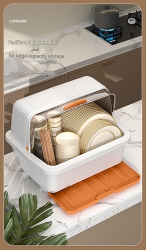 With lidDish Drainer Rack Plate, Silverware, Pots and Pans Drying Rack Chopstick holder Cup Holder,Multifunctional Dish Rack for Kitchen Counter,Dish Rack with Drainboard, for Kitchen Counter and Sink