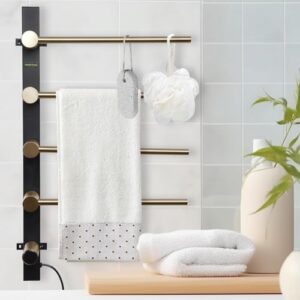 Towel Warming Rack | Wall Mount Bathroom Towel Rack | 4-Bar Bathroom Towel Heater, Electric Heated Towel Racks for Kitchen/Apartment/Hotel