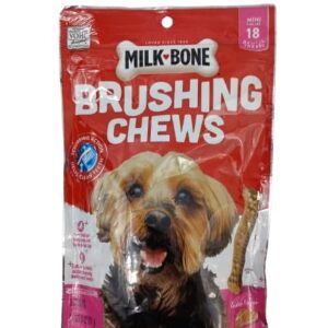 M. Bone Brushing Chews Daily Dental Dog Treats, Mini, 7.1 Ounces, 18 Bones Per Bag, Chicken Flavor - Supports Oral Health for Small Dogs