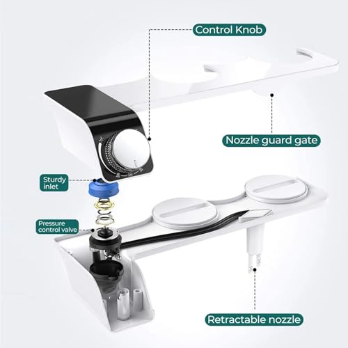 EOLTMESS Bidet Attachment for Toilet, Spa Bidet Toilet Seat Attachment Non-Electric Ultra-Slim Push-Button Bidet with Self-Cleaning Dual Nozzle (Frontal & Rear Wash)(9/16)