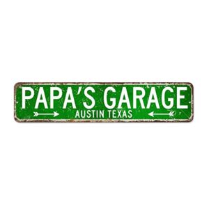 plastic sign papa's garage vintage signs retro acrylic signs wall or door sign funny home sign exit sign kitchen garden wall front door coffee decor 3x10 inches