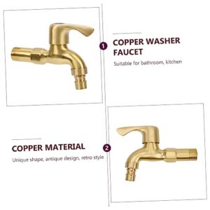 OSALADI Washing Machine Faucet Tap Handle Faucet Water Faucet Shower Faucet Kitchen Faucet Gold Bibcock Bathtub Faucet Outside Water Sink Faucet Bathroom Pool Faucet Golden Copper