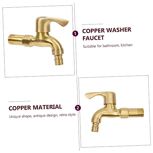 OSALADI Washing Machine Faucet Tap Handle Faucet Water Faucet Shower Faucet Kitchen Faucet Gold Bibcock Bathtub Faucet Outside Water Sink Faucet Bathroom Pool Faucet Golden Copper