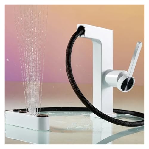 White Spray Pull Out Kitchen Faucet Single Handle Sink Faucet White Kitchen Mixer hot and Cold White Kitchen Faucet(3931050950)