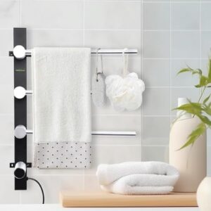 Towel Warming Rack, Wall Mount Bathroom Towel Rack, 3-Bar Bathroom Towel Heater, Electric Heated Towel Racks for Kitchen/Apartment/Hotel