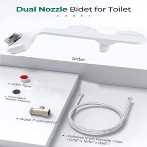 EOLTMESS Bidet Attachment for Toilet - Spa Bidet Toilet with Self-Cleaning Dual Nozzle Front & Rear Wash Adjustable Water Pressure Bidet Sprayer for Toilet(1/2)