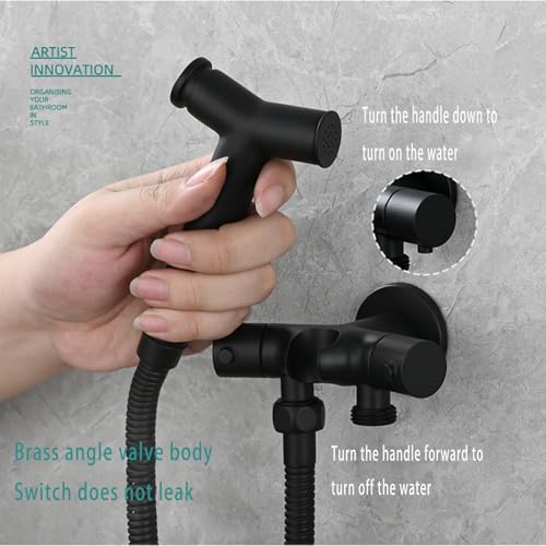 Handheld Bidet Sprayer for Toilet,Bidet Faucet Attachment with Cold Water,Brass Bidet Sprayer for Toilet for Feminine,Pets And Baby Diaper Wash,Black