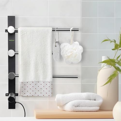 Bathroom Towel Warmer | Electric Wall Mounted Bathroom Towel Rack - Timing Function Electric Heated Towel Rack for Kitchen, Bathroom, Hotel, Apartment, and Gym