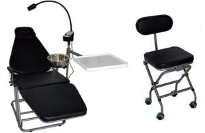 castanai usa dynamic pu leather height adjustable portable black chair with doctor's chair with led exam light with tray with nylon bag