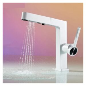 White Spray Pull Out Kitchen Faucet Single Handle Sink Faucet White Kitchen Mixer hot and Cold White Kitchen Faucet(3931050950)